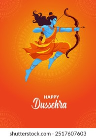 fácil de editar ilustração vetorial de Rama matando Ravana wong fundo feliz Dussehra mostrando festival da Índia