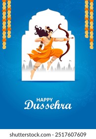 fácil de editar ilustração vetorial de Rama matando Ravana wong fundo feliz Dussehra mostrando festival da Índia