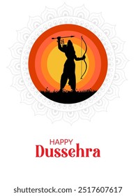 easy to edit vector illustration of Rama killing Ravana wong Happy Dussehra background showing festival of India