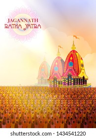 easy to edit vector illustration of Rath Yatra Lord Jagannath festival Holiday background celebrated in Odisha, India