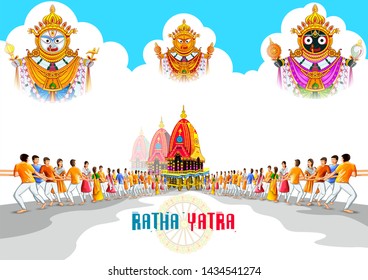 easy to edit vector illustration of Rath Yatra Lord Jagannath festival Holiday background celebrated in Odisha, India