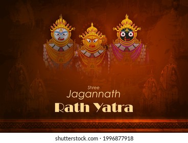 easy to edit vector illustration of Rath Yatra Lord Jagannath festival Holiday background celebrated in Odisha, India