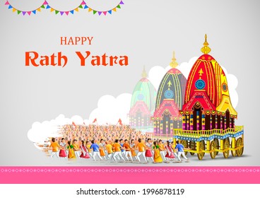 easy to edit vector illustration of Rath Yatra Lord Jagannath festival Holiday background celebrated in Odisha, India