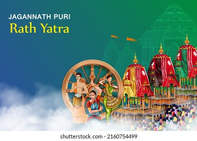 easy to edit vector illustration of Rath Yatra Lord Jagannath festival Holiday background celebrated in Odisha, India