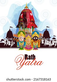 fácil de editar ilustración vectorial de Rath Yatra Lord Jagannath festival de fondo festivo celebrado en Odisha, India