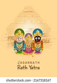 easy to edit vector illustration of Rath Yatra Lord Jagannath festival Holiday background celebrated in Odisha, India