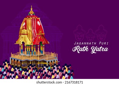 easy to edit vector illustration of Rath Yatra Lord Jagannath festival Holiday background celebrated in Odisha, India