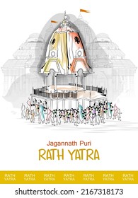 fácil de editar ilustración vectorial de Rath Yatra Lord Jagannath festival de fondo festivo celebrado en Odisha, India