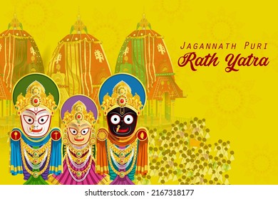 easy to edit vector illustration of Rath Yatra Lord Jagannath festival Holiday background celebrated in Odisha, India