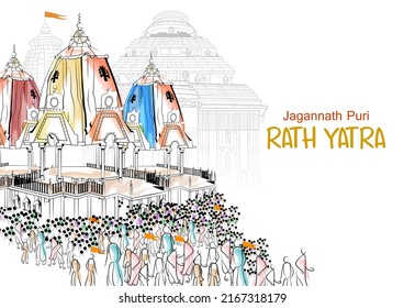 easy to edit vector illustration of Rath Yatra Lord Jagannath festival Holiday background celebrated in Odisha, India