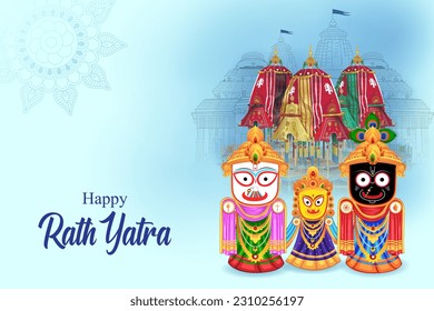 easy to edit vector illustration of Rath Yatra Lord Jagannath festival Holiday background celebrated in Odisha, India
