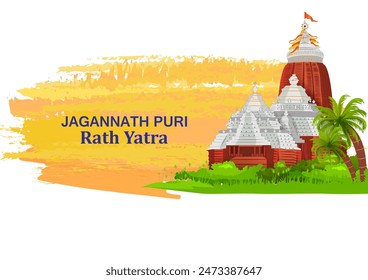 easy to edit vector illustration of Rath Yatra Lord Jagannath festival Holiday background celebrated in Odisha, India