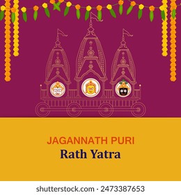 easy to edit vector illustration of Rath Yatra Lord Jagannath festival Holiday background celebrated in Odisha, India