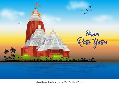 easy to edit vector illustration of Rath Yatra Lord Jagannath festival Holiday background celebrated in Odisha, India