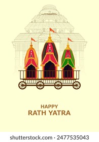 easy to edit vector illustration of Rath Yatra Lord Jagannath festival Holiday background celebrated in Odisha, India
