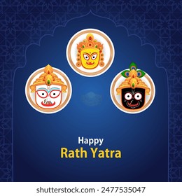 easy to edit vector illustration of Rath Yatra Lord Jagannath festival Holiday background celebrated in Odisha, India