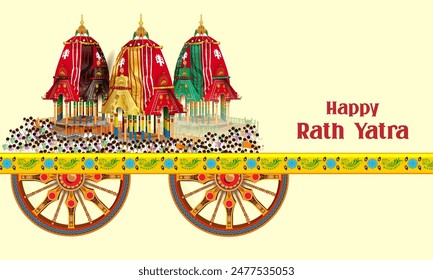 easy to edit vector illustration of Rath Yatra Lord Jagannath festival Holiday background celebrated in Odisha, India