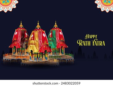 easy to edit vector illustration of Rath Yatra Lord Jagannath festival Holiday background celebrated in Odisha, India