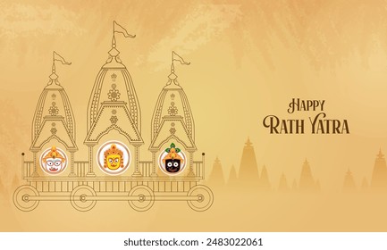 easy to edit vector illustration of Rath Yatra Lord Jagannath festival Holiday background celebrated in Odisha, India