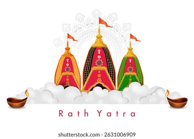 fácil de editar ilustração vetorial do festival Rath Yatra Lord Jagannath Fundo de férias celebrado em Odisha, Índia