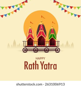 fácil de editar ilustração vetorial do festival Rath Yatra Lord Jagannath Fundo de férias celebrado em Odisha, Índia