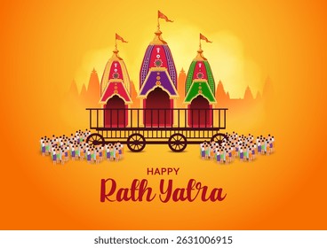 fácil de editar ilustração vetorial do festival Rath Yatra Lord Jagannath Fundo de férias celebrado em Odisha, Índia