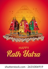 easy to edit vector illustration of Rath Yatra Lord Jagannath festival Holiday background celebrated in Odisha, India