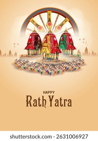easy to edit vector illustration of Rath Yatra Lord Jagannath festival Holiday background celebrated in Odisha, India