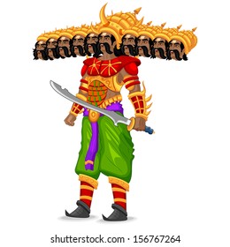 easy to edit vector illustration of Ravana monster in Dussehra