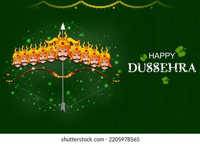 fácil de editar ilustración vectorial del monstruo Ravana en el fondo feliz de Dussehra que muestra el festival de la India