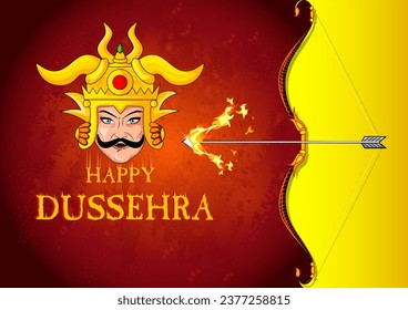 fácil de editar ilustración vectorial del monstruo Ravana en el fondo feliz de Dussehra que muestra el festival de la India