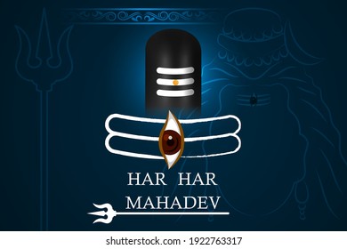 easy to edit vector illustration of religious background for Shivratri, traditional festival of India with text in Hindi Har Har Mahadev meaning Lord Shiva is everywhere