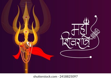 easy to edit vector illustration of religious background of Lord Shiva for Shivratri, traditional festival of India with Hindi greetings meaning Celebration of Shivratri