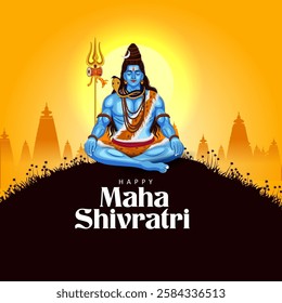 easy to edit vector illustration of religious background of Lord Shiva for Shivratri, traditional festival of India