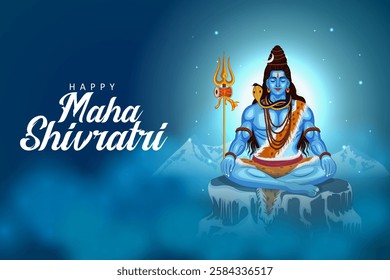 easy to edit vector illustration of religious background of Lord Shiva for Shivratri, traditional festival of India