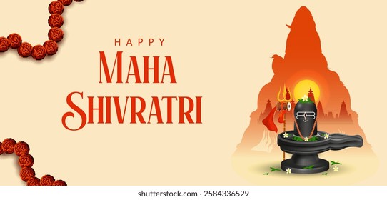 easy to edit vector illustration of religious background of Lord Shiva for Shivratri, traditional festival of India