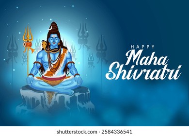 easy to edit vector illustration of religious background of Lord Shiva for Shivratri, traditional festival of India