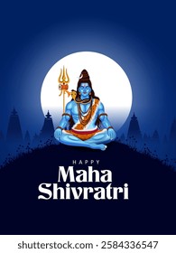 easy to edit vector illustration of religious background of Lord Shiva for Shivratri, traditional festival of India