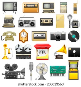 easy to edit vector illustration of retro electronics