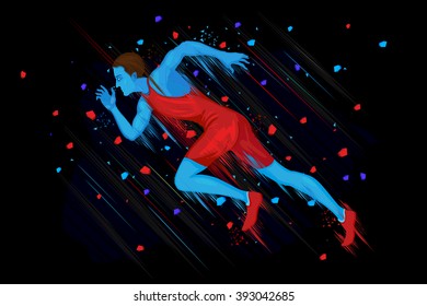 easy to edit vector illustration of running athlete man