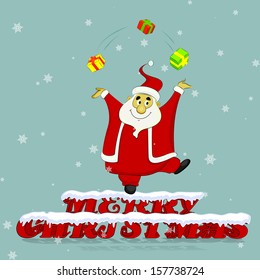 easy to edit vector illustration of Santa Claus juggling with Christmas gifts