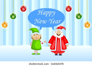 easy to edit vector illustration of Santa wishing Happy New Year