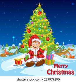 easy to edit vector illustration of  Santa with Christmas gifts