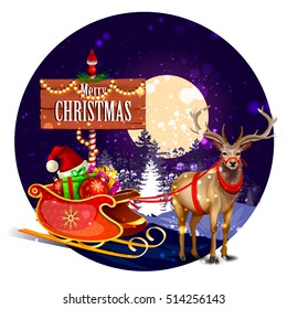 easy to edit vector illustration of Santa sleigh full of gift box for Merry Christmas holiday celebration