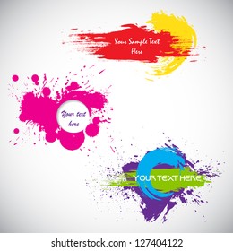 easy to edit vector illustration of set of grungy splash