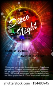 easy to edit vector illustration of shiny disco ball on abstract background