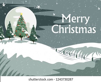 easy to edit vector illustration of snowy landscape wintertime background for Merry Christmas Holiday