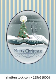 easy to edit vector illustration of snowy landscape wintertime background for Merry Christmas Holiday