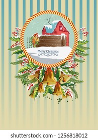 easy to edit vector illustration of snowy landscape wintertime background for Merry Christmas Holiday