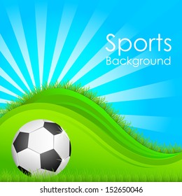 easy to edit vector illustration of soccer ball in field